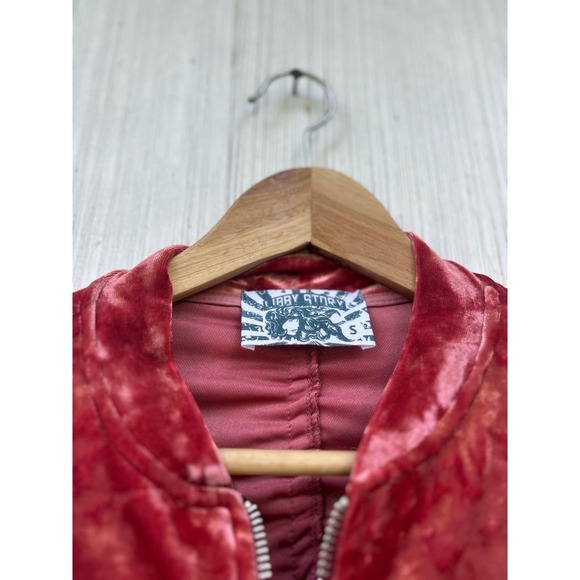Libby Story Womens Velour Zip Front Jacket Red Long Sleeve‎ Ruched Back Size S - Picture 4 of 7